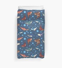 Sharks in the dark blue Duvet Cover