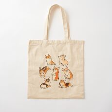 Jolly corgis in green Cotton Tote Bag
