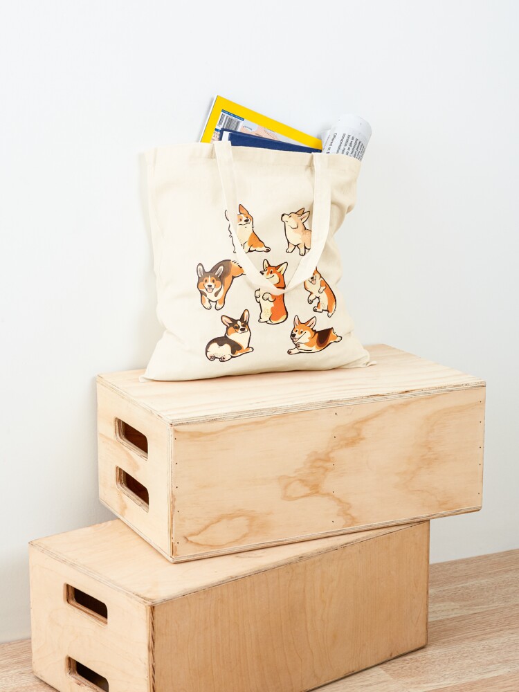 Alternate view of Jolly corgis in green Tote Bag