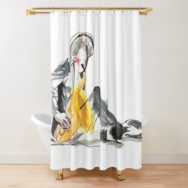 Saxophonist Musician Music Expressive Drawing Shower Curtain