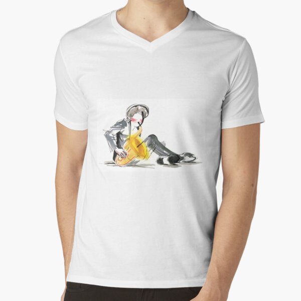 Saxophonist Musician Music Expressive Drawing V-Neck T-Shirt