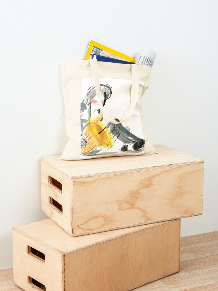 Alternate view of Saxophonist Musician Music Expressive Drawing Tote Bag