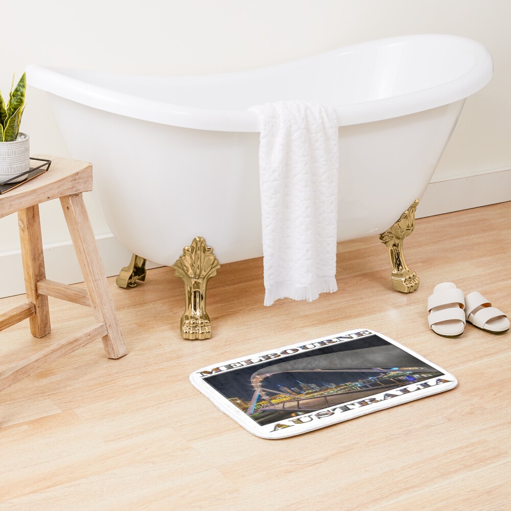 Southgate Bridge At Night (wide poster edition on white) Bath Mat