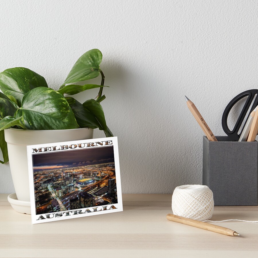 Melbourne at Night (widescreen poster on white) Art Board Print