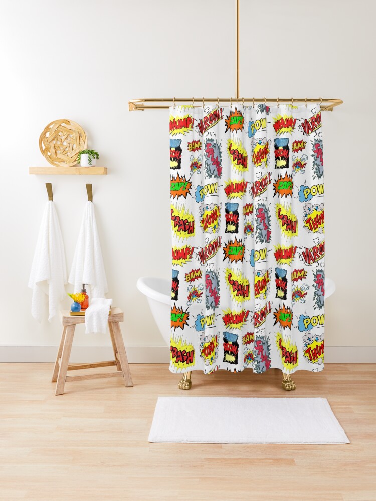 Comic Book Sound Effects Shower Curtain By Murray Mint Redbubble
