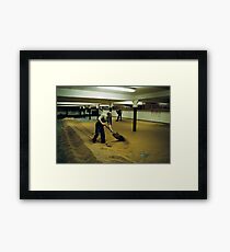 Maltsters turning malt in Langley Maltings, W. Midlands, 1980s Framed Print