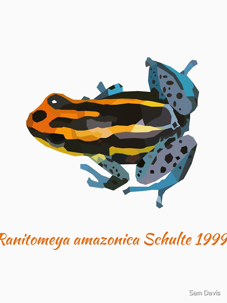 Orange and blue poison dart frog portrait drawing by reallyjustsam