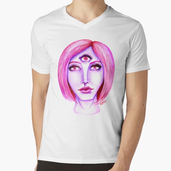 Pink Hair, Purple Skin V-Neck T-Shirt