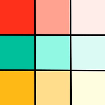 Artwork thumbnail, Modern Squares Geometric Pastel Bright Red Teal Mint Blue Mustard Ocher Pink Dusty Rose by CanisPicta