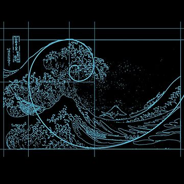 Artwork thumbnail, Hokusai Meets Fibonacci, Linear, Blue by SymbolGrafix