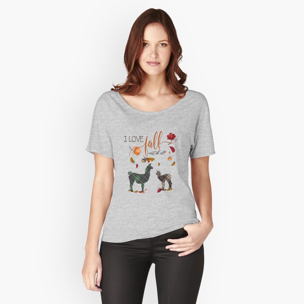 Llama Lovers - I Love Fall Most of All Relaxed Fit T-Shirt