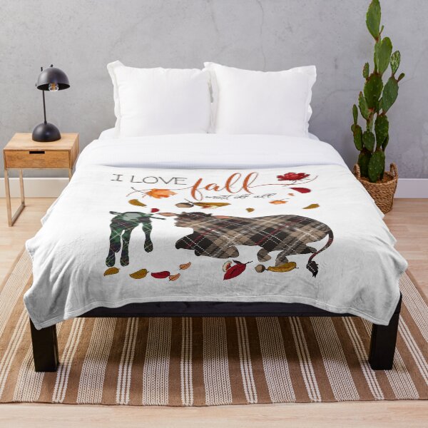 Cow Lovers - I Love Fall Most of All Throw Blanket