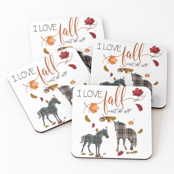 Horse Lovers - I Love Fall Most of All Coasters (Set of 4)