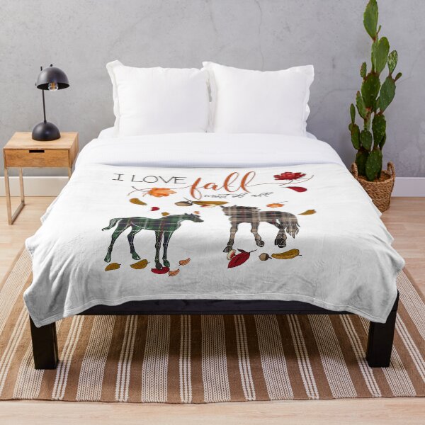 Horse Lovers - I Love Fall Most of All Throw Blanket
