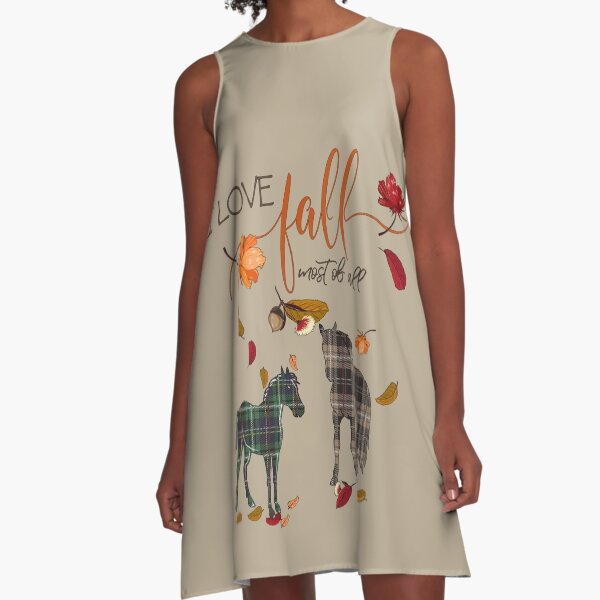 Horse Lovers - I Love Fall Most of All A-Line Dress