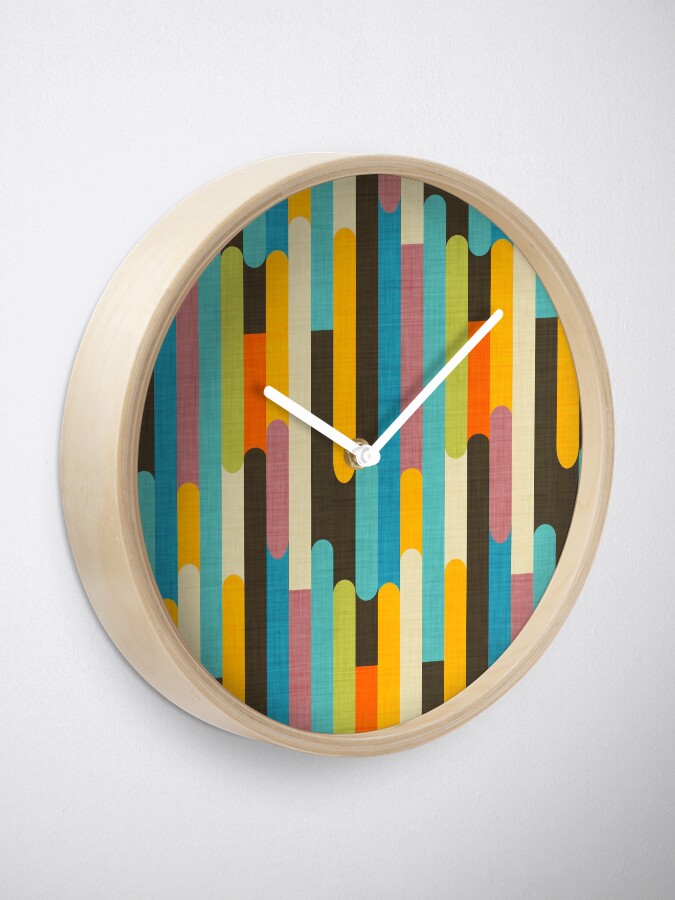 Alternate view of Retro Color Block Popsicle Sticks Blue Clock