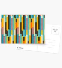 Retro Color Block Popsicle Sticks Blue Postcards