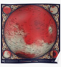A Topographic Map of Mars Poster