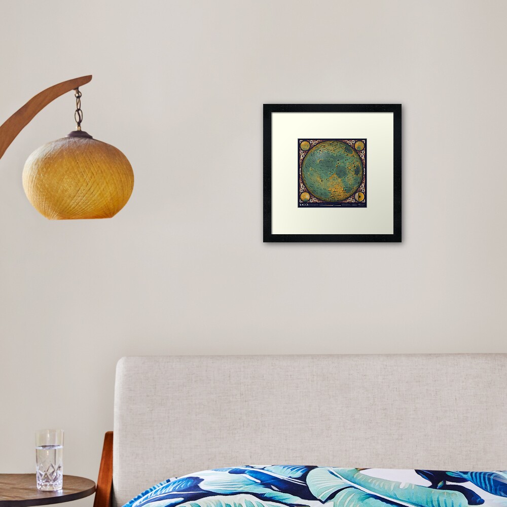 A Topographic Map of the Moon Framed Art Print