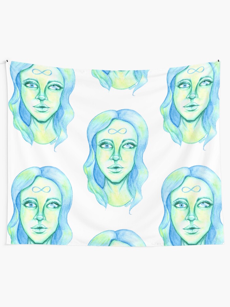 Alternate view of Blue Hair, Green Skin Tapestry