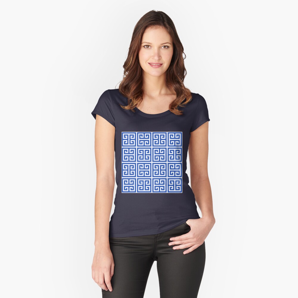 Geometric Pattern: Key Bridge Alternate: Blue Fitted Scoop T-Shirt