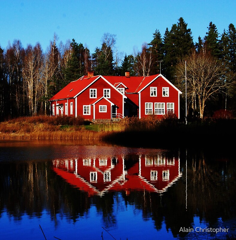 "Red Swedish House" by Alain Christopher Redbubble