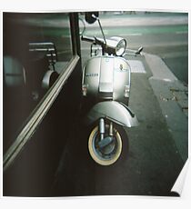 Silver Vespa Poster