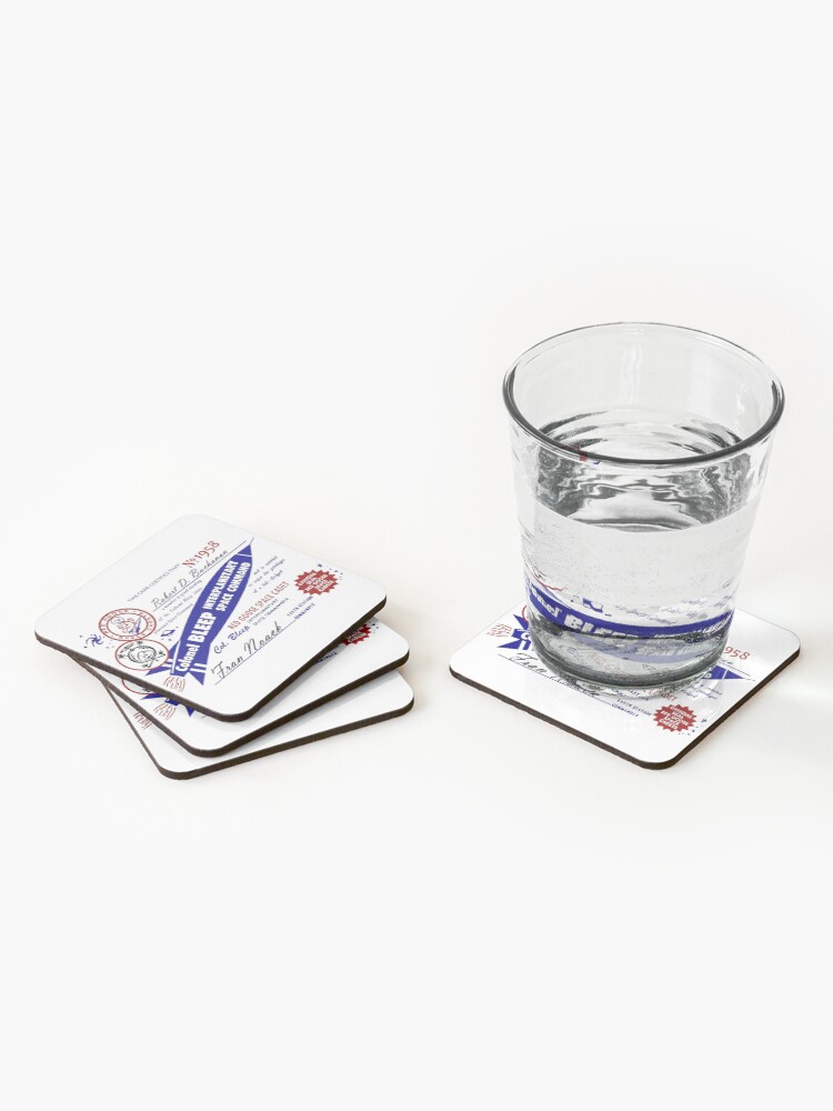 Alternate view of Colonel Bleep Interplanetary Space Command Membership Card Coasters (Set of 4)