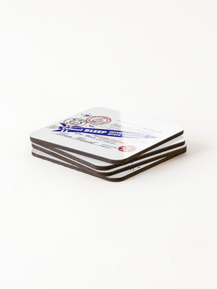 Alternate view of Colonel Bleep Interplanetary Space Command Membership Card Coasters (Set of 4)