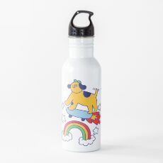 Botella de agua Perro volando en un monopatín