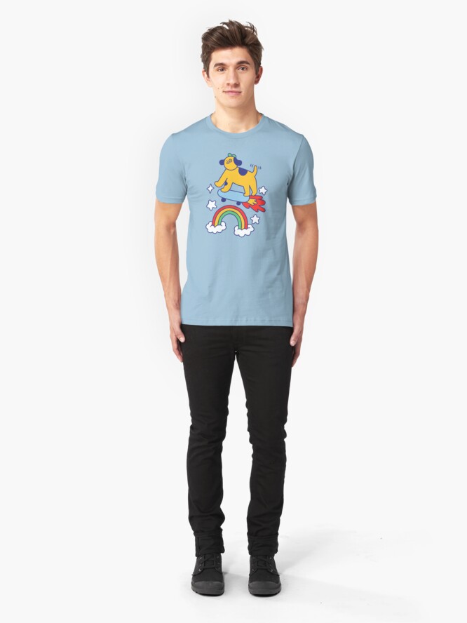 Alternate view of Dog Flying On A Skateboard Slim Fit T-Shirt