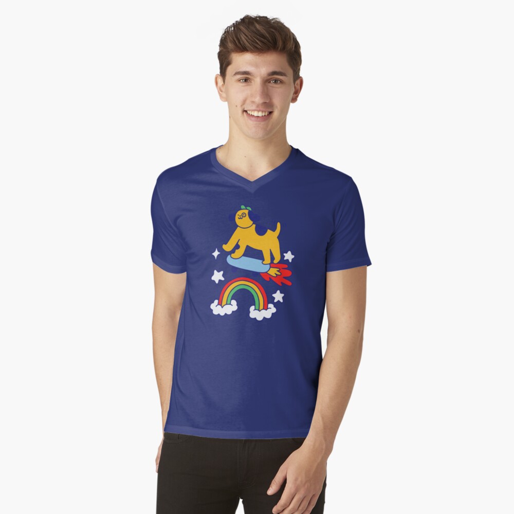 Dog Flying On A Skateboard V-Neck T-Shirt
