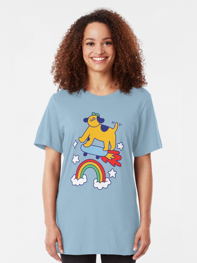 Alternate view of Dog Flying On A Skateboard Slim Fit T-Shirt
