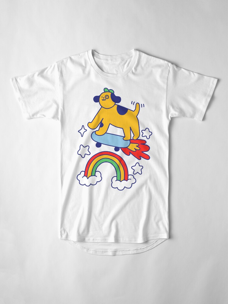 Alternate view of Dog Flying On A Skateboard Long T-Shirt