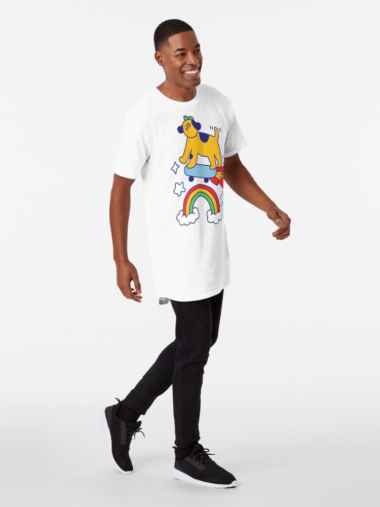 Alternate view of Dog Flying On A Skateboard Long T-Shirt