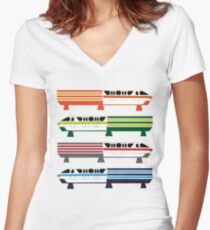 Das Einschienenbahn-System Tailliertes T-Shirt mit V-Ausschnitt