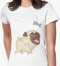 Happy Pug and bone Women's Fitted T-Shirt