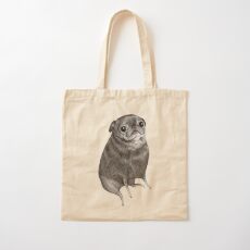 Sweet Black Pug Cotton Tote Bag