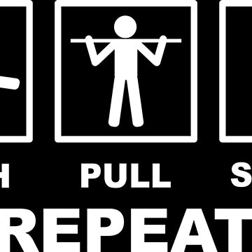 Artwork thumbnail, Push Pull Squat Repeat Bodyweight Fitness White Design by geeksta