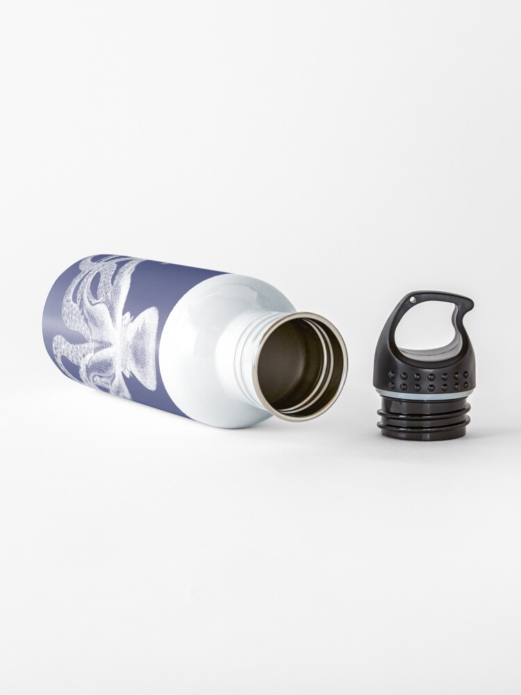 Alternative Ansicht von Krake | Weinlese-Krake | Tentakeln | Meeresbewohner | Nautik | Ozean | Meer | Strand | Marineblau und Weiß | Trinkflasche