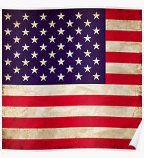 Póster Diseño vintage de la bandera de Estados Unidos
