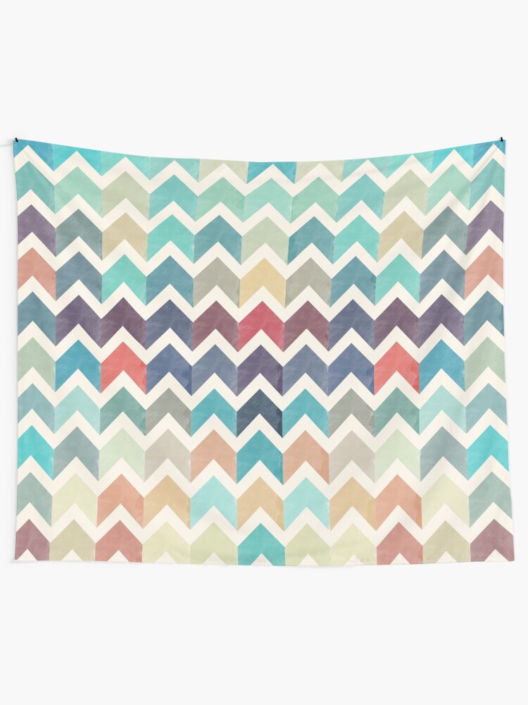 Alternate view of Watercolor Chevron Pattern Tapestry