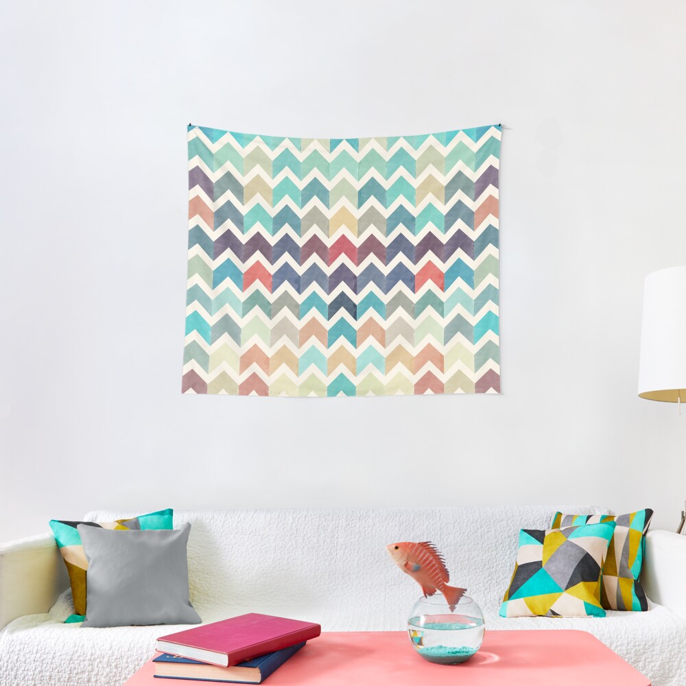 Watercolor Chevron Pattern Tapestry