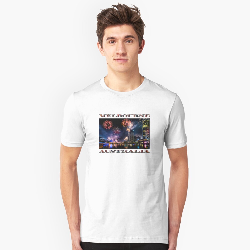New Year Fireworks, Melbourne Australia Slim Fit T-Shirt
