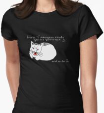 Lord Tubbington thinks you're purrrrfect. (Black Version) Women's Fitted T-Shirt