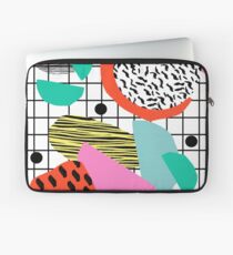Posse - 1980's style throwback retro neon grid pattern shapes 80's memphis design neon pop art Laptop Sleeve