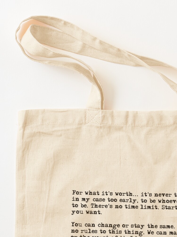 Alternate view of For what it's worth - F Scott Fitzgerald quote Tote Bag