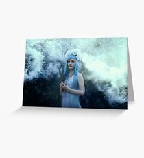 Mystic girl blue hair smoke fantasy elves Greeting Card