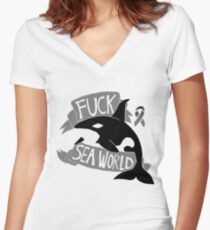 Fuck Sea World Women's Fitted V-Neck T-Shirt