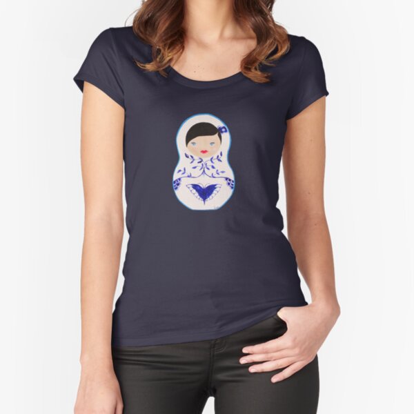 Blue Babushka Fitted Scoop T-Shirt